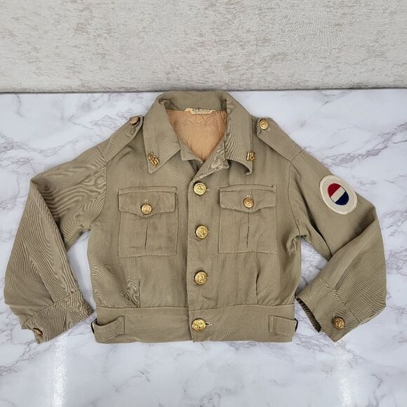 Esskay Vintage WWII Style Kids Tan Military Style Jacket Size 4T - Picture 2 of 13